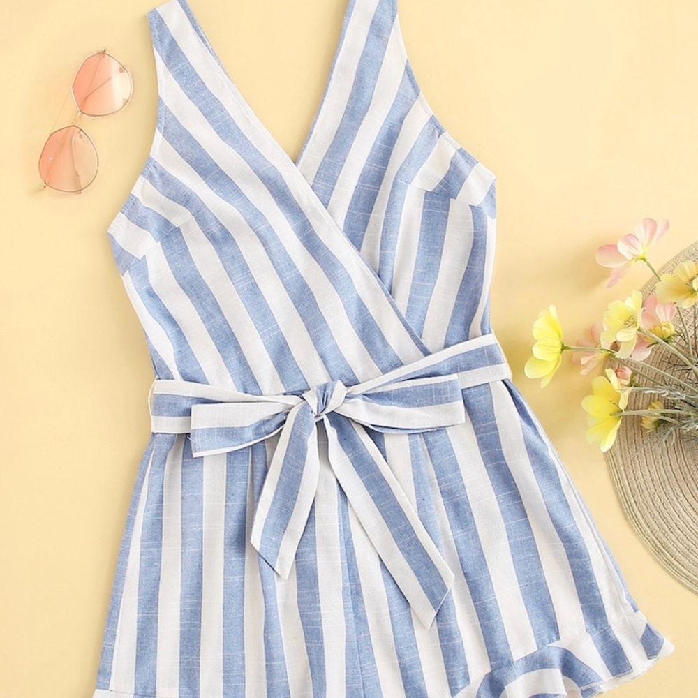 Belted Wrap Romper - Picture 1 of 5